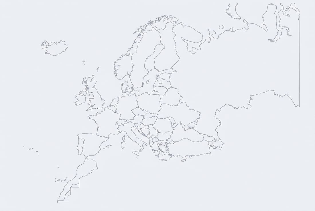 Outline map of Europe and Morocco